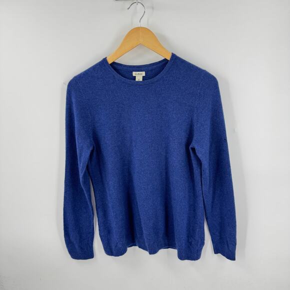 L.L.Bean Cashmere Sweater Medium Petite Blue Crewneck – Small Hole on Sleeve - Picture 7 of 7
